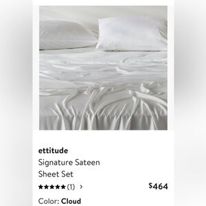 Ettiitude NWT signature sateen sheet set California King white $464 MSRP